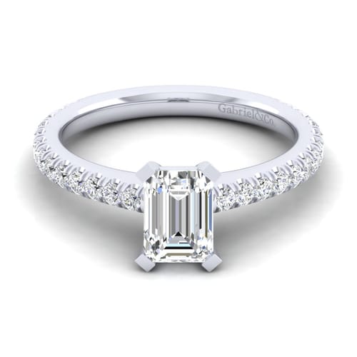 14K White Gold Emerald Cut Diamond Engagement Ring