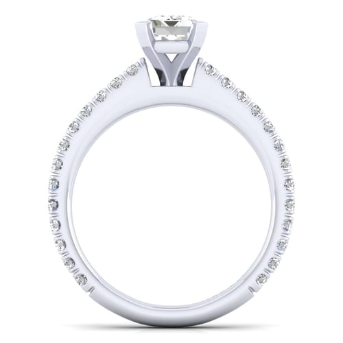 14K White Gold Emerald Cut Diamond Engagement Ring