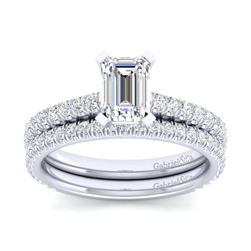 14K White Gold Emerald Cut Diamond Engagement Ring