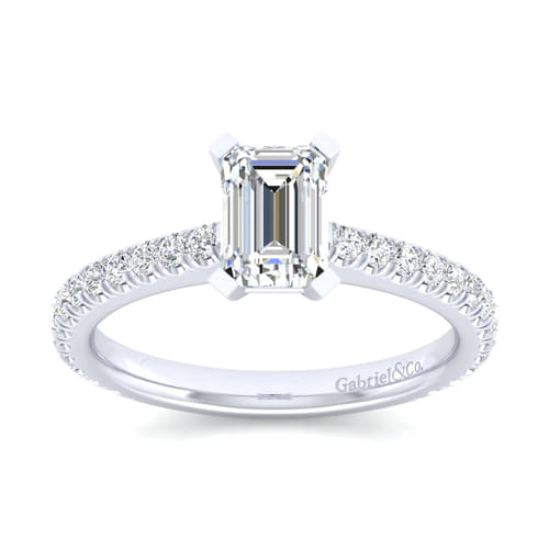 14K White Gold Emerald Cut Diamond Engagement Ring