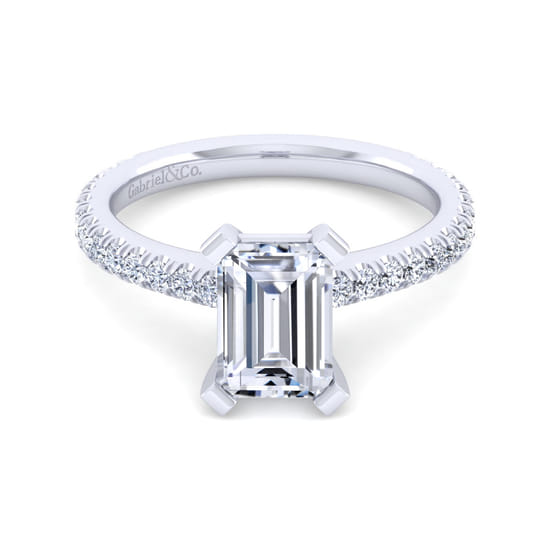 Gabriel - 14K White Gold Emerald Cut Diamond Engagement Ring