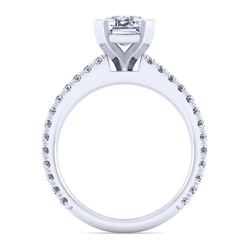 14K White Gold Emerald Cut Diamond Engagement Ring