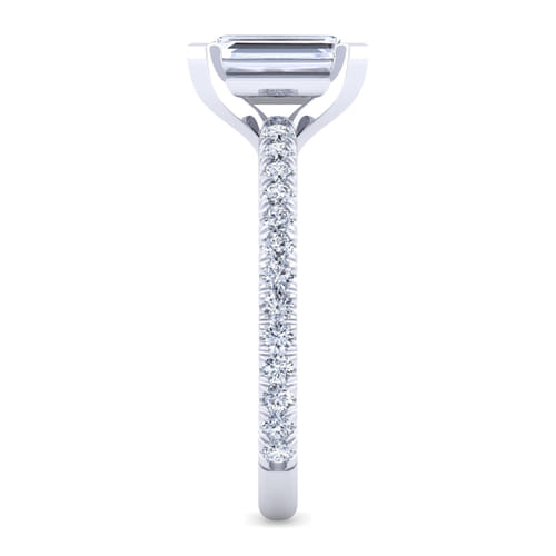 14K White Gold Emerald Cut Diamond Engagement Ring