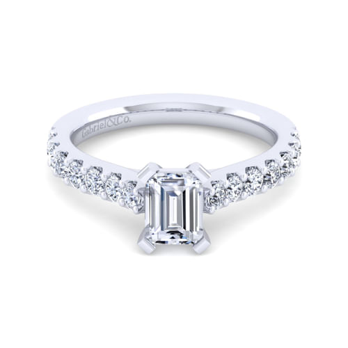 14K White Gold Emerald Cut Diamond Engagement Ring