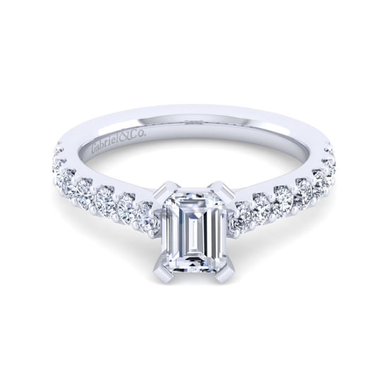 Gabriel - 14K White Gold Emerald Cut Diamond Engagement Ring