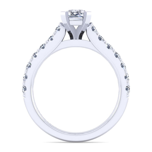 14K White Gold Emerald Cut Diamond Engagement Ring