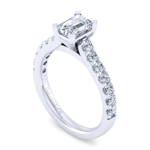 14K White Gold Emerald Cut Diamond Engagement Ring