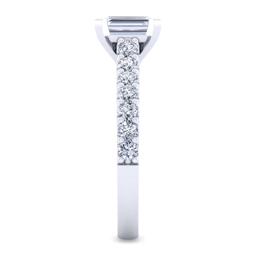 14K White Gold Emerald Cut Diamond Engagement Ring
