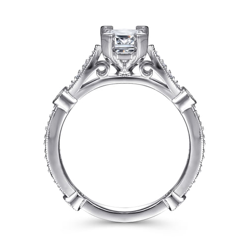 14K White Gold Emerald Cut Diamond Engagement Ring