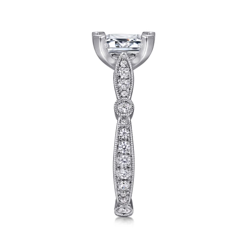 14K White Gold Emerald Cut Diamond Engagement Ring