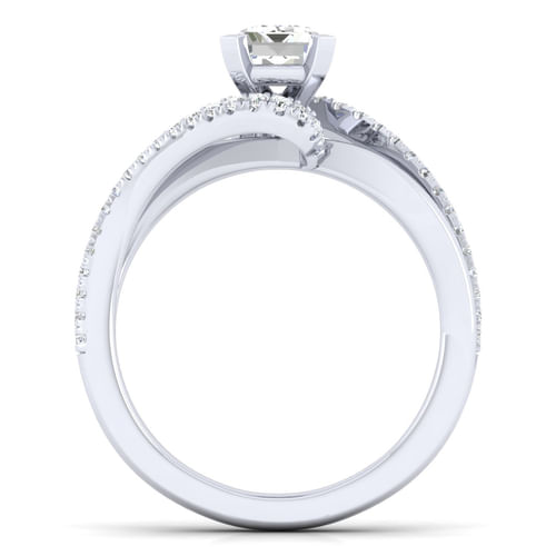 14K White Gold Emerald Cut Diamond Engagement Ring