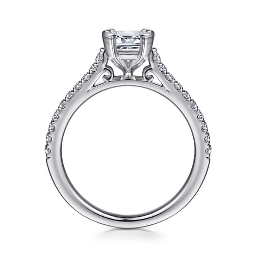 14K White Gold Emerald Cut Diamond Engagement Ring