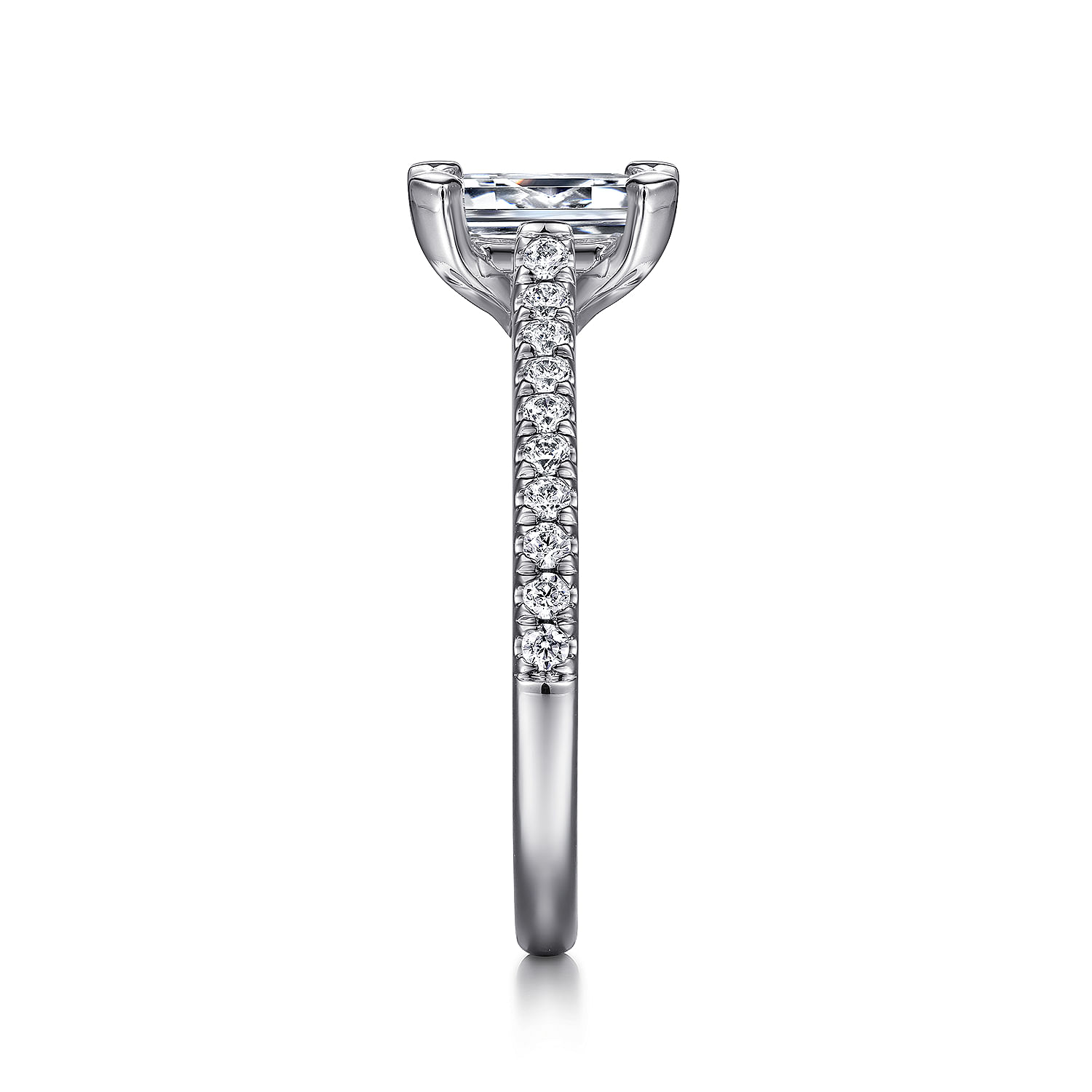14K White Gold Emerald Cut Diamond Engagement Ring