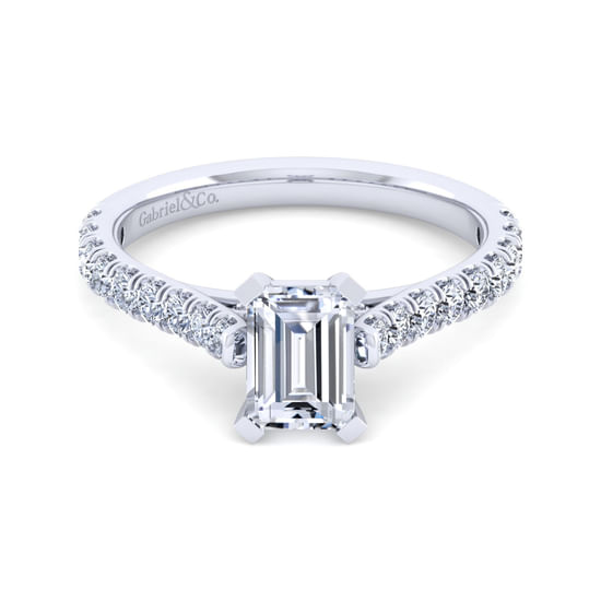 Gabriel - 14K White Gold Emerald Cut Diamond Engagement Ring