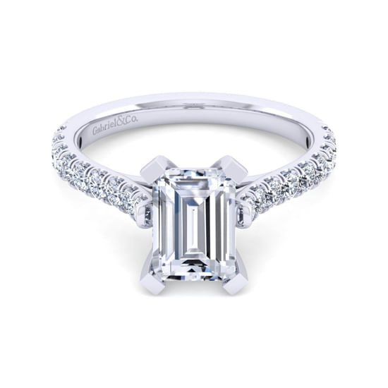Gabriel - 14K White Gold Emerald Cut Diamond Engagement Ring