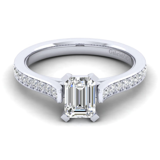 Gabriel - 14K White Gold Emerald Cut Diamond Engagement Ring