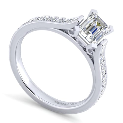 14K White Gold Emerald Cut Diamond Engagement Ring 14K White Gold Emerald Cut Diamond Engagement Ring