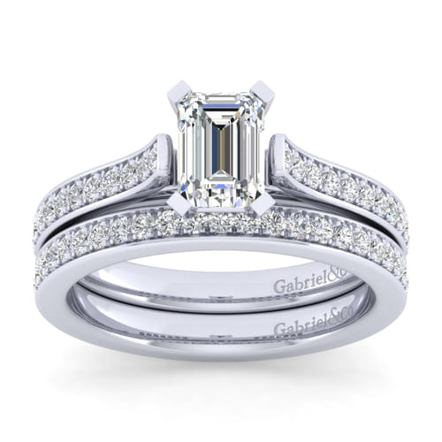 14K White Gold Emerald Cut Diamond Engagement Ring 14K White Gold Emerald Cut Diamond Engagement Ring