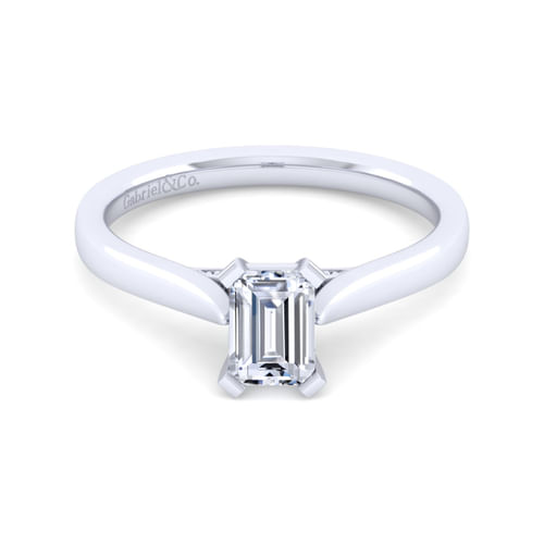 14K White Gold Emerald Cut Diamond Engagement Ring
