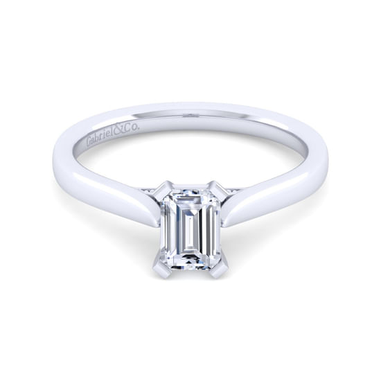 Gabriel - 14K White Gold Emerald Cut Diamond Engagement Ring