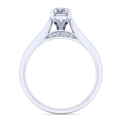 14K White Gold Emerald Cut Diamond Engagement Ring
