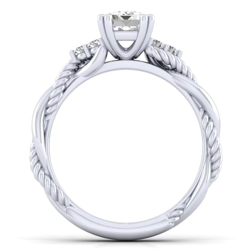 14K White Gold Emerald Cut Diamond Engagement Ring