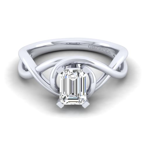 14K White Gold Emerald Cut Diamond Engagement Ring