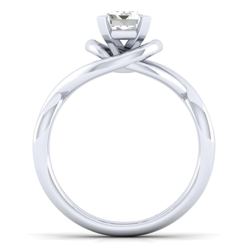 14K White Gold Emerald Cut Diamond Engagement Ring