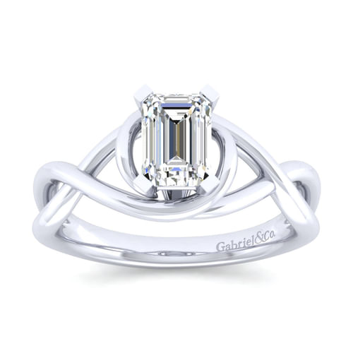 14K White Gold Emerald Cut Diamond Engagement Ring