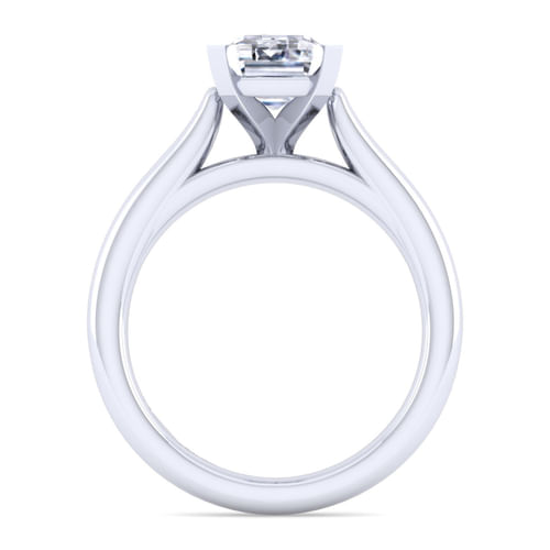 14K White Gold Emerald Cut Engagement Ring