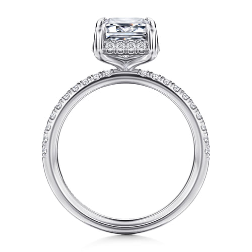 14K White Gold Emerald Cut Hidden Halo Diamond Engagement Ring 14K White Gold Emerald Cut Hidden Halo Diamond Engagement Ring