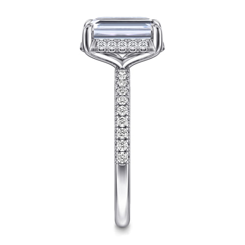 14K White Gold Emerald Cut Hidden Halo Diamond Engagement Ring 14K White Gold Emerald Cut Hidden Halo Diamond Engagement Ring