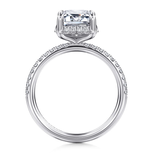 14K White Gold Emerald Cut Hidden Halo Diamond Engagement Ring 14K White Gold Emerald Cut Hidden Halo Diamond Engagement Ring
