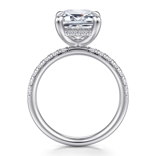 14K White Gold Emerald Cut Hidden Halo Diamond Engagement Ring 14K White Gold Emerald Cut Hidden Halo Diamond Engagement Ring
