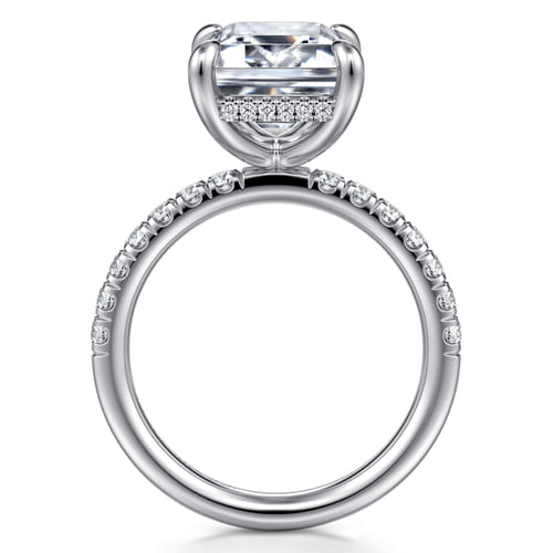 14K White Gold Emerald Cut Hidden Halo Diamond Engagement Ring 14K White Gold Emerald Cut Hidden Halo Diamond Engagement Ring