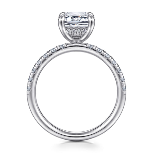 14K White Gold Emerald Cut Hidden Halo Diamond and Engagement Ring 14K White Gold Emerald Cut Hidden Halo Diamond and Engagement Ring
