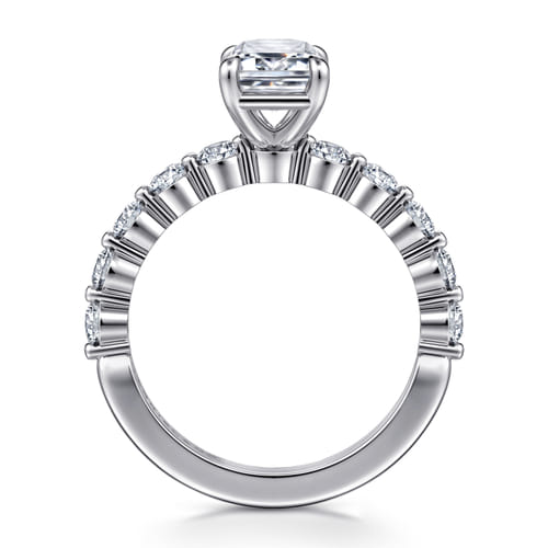 14K White Gold Emerald Cut Single Prong Diamond Engagement Ring