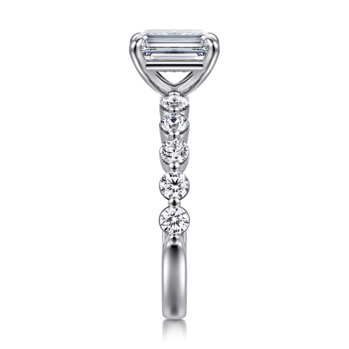 14K White Gold Emerald Cut Single Prong Diamond Engagement Ring