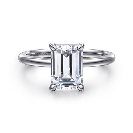 Gabriel - 14K White Gold Emerald Cut Solitaire Diamond Engagement Ring