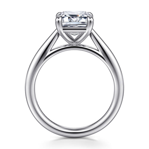 14K White Gold Emerald Cut Solitaire Diamond Engagement Ring