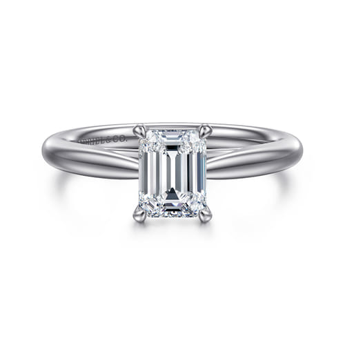 14K White Gold Emerald Cut Solitaire Diamond Engagement Ring
