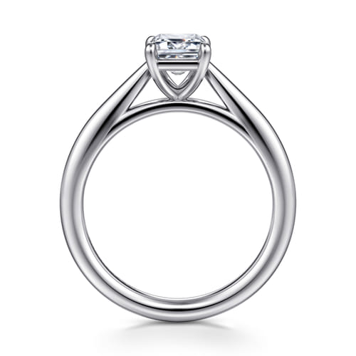 14K White Gold Emerald Cut Solitaire Diamond Engagement Ring