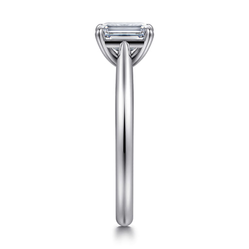 14K White Gold Emerald Cut Solitaire Diamond Engagement Ring