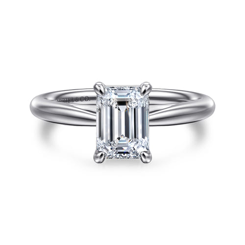 14K White Gold Emerald Cut Solitaire Diamond Engagement Ring 14K White Gold Emerald Cut Solitaire Diamond Engagement Ring