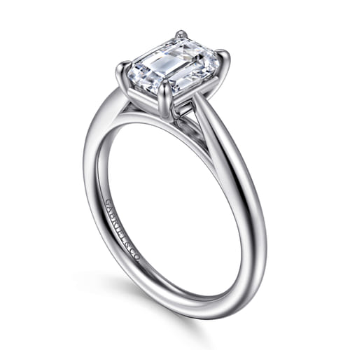 14K White Gold Emerald Cut Solitaire Diamond Engagement Ring 14K White Gold Emerald Cut Solitaire Diamond Engagement Ring