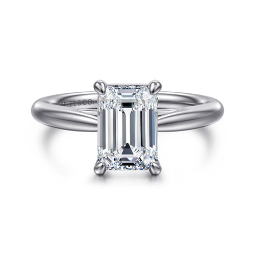 14K White Gold Emerald Cut Solitaire Diamond Engagement Ring 14K White Gold Emerald Cut Solitaire Diamond Engagement Ring