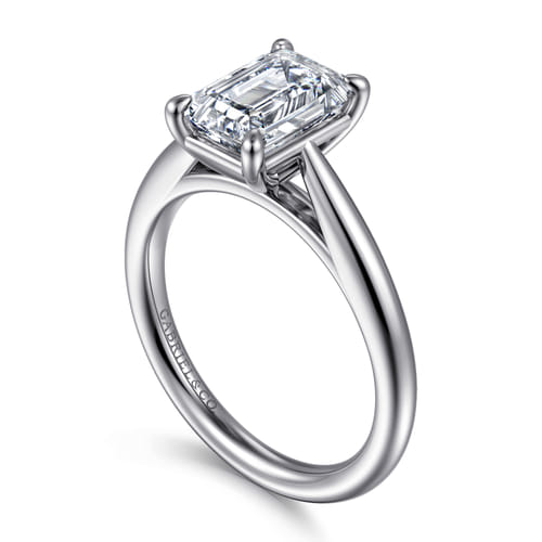 14K White Gold Emerald Cut Solitaire Diamond Engagement Ring 14K White Gold Emerald Cut Solitaire Diamond Engagement Ring