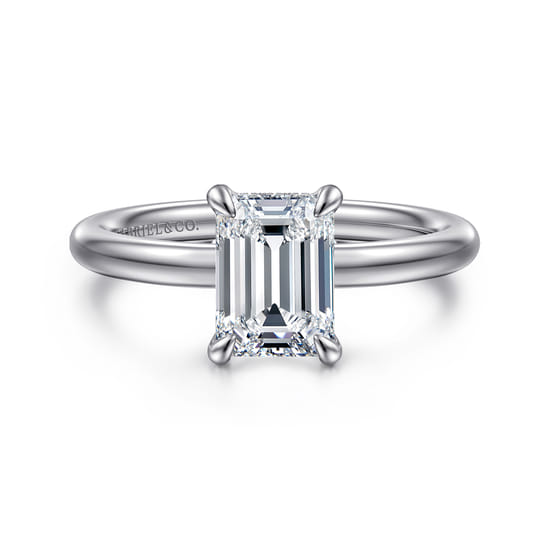 Gabriel - 14K White Gold Emerald Cut Solitaire Diamond Engagement Ring