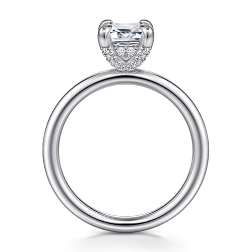 14K White Gold Emerald Cut Solitaire Diamond Engagement Ring