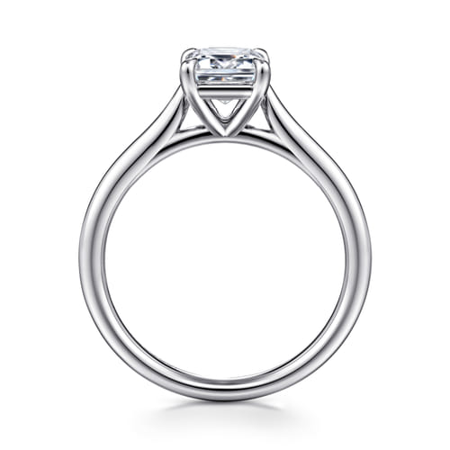 14K White Gold Emerald Cut Solitaire Diamond Engagement Ring